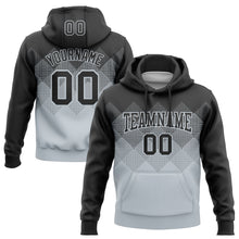 Load image into Gallery viewer, Custom Stitched Black Silver 3D Pattern Design Gradient Square Shape Sports Pullover Sweatshirt Hoodie
