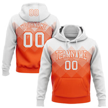Load image into Gallery viewer, Custom Stitched White Orange 3D Pattern Design Gradient Square Shape Sports Pullover Sweatshirt Hoodie
