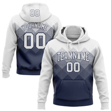 Load image into Gallery viewer, Custom Stitched White Navy 3D Pattern Design Gradient Square Shape Sports Pullover Sweatshirt Hoodie
