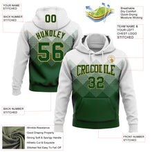 Load image into Gallery viewer, Custom Stitched White Green-Old Gold 3D Pattern Design Gradient Square Shape Sports Pullover Sweatshirt Hoodie
