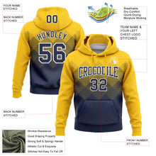 Load image into Gallery viewer, Custom Stitched Yellow Navy-White 3D Pattern Design Gradient Square Shape Sports Pullover Sweatshirt Hoodie
