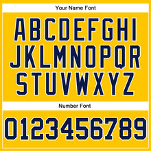 Load image into Gallery viewer, Custom Stitched Yellow Navy-White 3D Pattern Design Gradient Square Shape Sports Pullover Sweatshirt Hoodie
