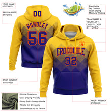 Load image into Gallery viewer, Custom Stitched Yellow Dark Purple-Orange 3D Pattern Design Gradient Square Shape Sports Pullover Sweatshirt Hoodie
