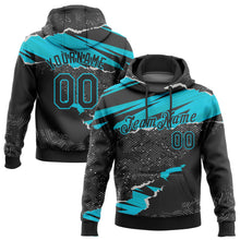 Load image into Gallery viewer, Custom Stitched Black Lakes Blue 3D Pattern Design Torn Paper Style Sports Pullover Sweatshirt Hoodie
