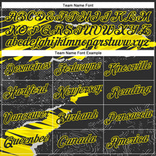 Load image into Gallery viewer, Custom Stitched Black Light Yellow 3D Pattern Design Torn Paper Style Sports Pullover Sweatshirt Hoodie
