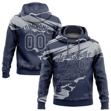 Load image into Gallery viewer, Custom Stitched Navy Gray 3D Pattern Design Torn Paper Style Sports Pullover Sweatshirt Hoodie
