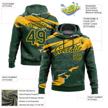 Load image into Gallery viewer, Custom Stitched Green Gold 3D Pattern Design Torn Paper Style Sports Pullover Sweatshirt Hoodie
