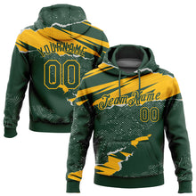 Load image into Gallery viewer, Custom Stitched Green Gold 3D Pattern Design Torn Paper Style Sports Pullover Sweatshirt Hoodie
