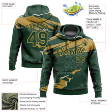 Load image into Gallery viewer, Custom Stitched Green Old Gold 3D Pattern Design Torn Paper Style Sports Pullover Sweatshirt Hoodie
