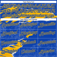 Load image into Gallery viewer, Custom Stitched Thunder Blue Gold 3D Pattern Design Torn Paper Style Sports Pullover Sweatshirt Hoodie
