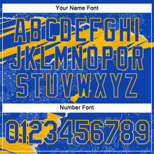 Load image into Gallery viewer, Custom Stitched Thunder Blue Gold 3D Pattern Design Torn Paper Style Sports Pullover Sweatshirt Hoodie
