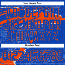 Load image into Gallery viewer, Custom Stitched Thunder Blue Orange 3D Pattern Design Torn Paper Style Sports Pullover Sweatshirt Hoodie
