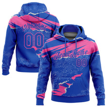 Load image into Gallery viewer, Custom Stitched Thunder Blue Pink 3D Pattern Design Torn Paper Style Sports Pullover Sweatshirt Hoodie

