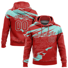 Load image into Gallery viewer, Custom Stitched Red Ice Blue 3D Pattern Design Torn Paper Style Sports Pullover Sweatshirt Hoodie
