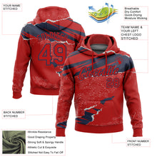 Load image into Gallery viewer, Custom Stitched Red Navy 3D Pattern Design Torn Paper Style Sports Pullover Sweatshirt Hoodie
