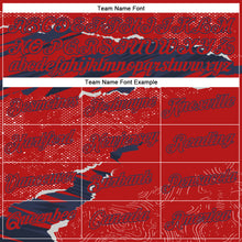 Load image into Gallery viewer, Custom Stitched Red Navy 3D Pattern Design Torn Paper Style Sports Pullover Sweatshirt Hoodie
