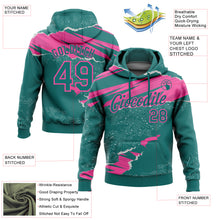 Load image into Gallery viewer, Custom Stitched Teal Pink 3D Pattern Design Torn Paper Style Sports Pullover Sweatshirt Hoodie
