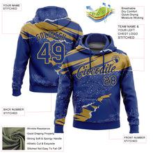 Load image into Gallery viewer, Custom Stitched Royal Old Gold 3D Pattern Design Torn Paper Style Sports Pullover Sweatshirt Hoodie
