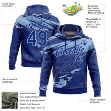 Load image into Gallery viewer, Custom Stitched Royal Light Blue 3D Pattern Design Torn Paper Style Sports Pullover Sweatshirt Hoodie
