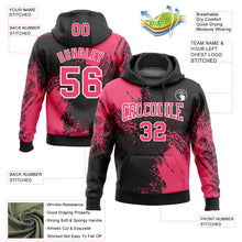 Load image into Gallery viewer, Custom Stitched Black Neon Pink-White 3D Pattern Design Abstract Brush Stroke Sports Pullover Sweatshirt Hoodie
