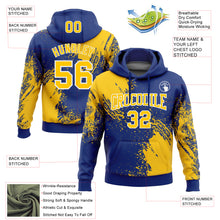 Load image into Gallery viewer, Custom Stitched Royal Yellow-White 3D Pattern Design Abstract Brush Stroke Sports Pullover Sweatshirt Hoodie
