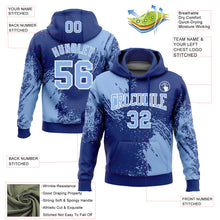 Load image into Gallery viewer, Custom Stitched Royal Light Blue-White 3D Pattern Design Abstract Brush Stroke Sports Pullover Sweatshirt Hoodie
