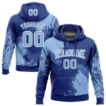 Load image into Gallery viewer, Custom Stitched Royal Light Blue-White 3D Pattern Design Abstract Brush Stroke Sports Pullover Sweatshirt Hoodie

