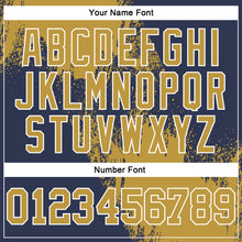 Load image into Gallery viewer, Custom Stitched Navy Old Gold-White 3D Pattern Design Abstract Brush Stroke Sports Pullover Sweatshirt Hoodie
