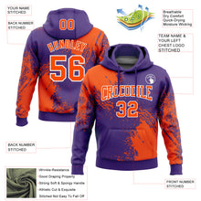 Load image into Gallery viewer, Custom Stitched Purple Orange-White 3D Pattern Design Abstract Brush Stroke Sports Pullover Sweatshirt Hoodie
