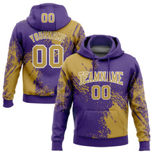 Load image into Gallery viewer, Custom Stitched Purple Old Gold-White 3D Pattern Design Abstract Brush Stroke Sports Pullover Sweatshirt Hoodie
