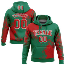 Load image into Gallery viewer, Custom Stitched Kelly Green Red-White 3D Pattern Design Abstract Brush Stroke Sports Pullover Sweatshirt Hoodie
