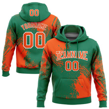 Load image into Gallery viewer, Custom Stitched Kelly Green Orange-White 3D Pattern Design Abstract Brush Stroke Sports Pullover Sweatshirt Hoodie
