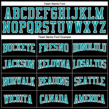 Load image into Gallery viewer, Custom Stitched Black Teal-White 3D Pattern Design Segmentation Patchwork Stripe Sports Pullover Sweatshirt Hoodie
