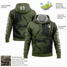 Load image into Gallery viewer, Custom Olive White-Black 3D American Flag And Bow Hunter Hunting Sports Pullover Sweatshirt Hoodie
