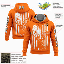 Load image into Gallery viewer, Custom Bay Orange White-Black 3D American Flag And Deer Hunting Sports Pullover Sweatshirt Hoodie
