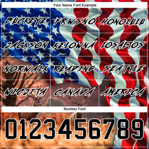 Custom Black White 3D American Flag And Deer Hunting Sports Pullover Sweatshirt Hoodie