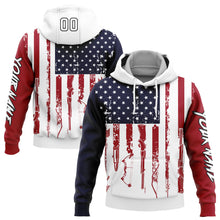 Load image into Gallery viewer, Custom Navy Red-Black 3D American Flag And Hunting Tools Sports Pullover Sweatshirt Hoodie
