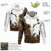 Load image into Gallery viewer, Custom White Black-Camo 3D Deer Skull Hunting Sports Pullover Sweatshirt Hoodie
