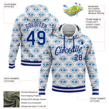 Load image into Gallery viewer, Custom Stitched White Royal 3D Pattern Design Evil Eyes Sports Pullover Sweatshirt Hoodie
