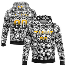 Load image into Gallery viewer, Custom Stitched White Gold-Black 3D Pattern Design Geometric Gradient Square Shapes Sports Pullover Sweatshirt Hoodie
