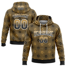 Load image into Gallery viewer, Custom Stitched Old Gold Black-White 3D Pattern Design Geometric Gradient Square Shapes Sports Pullover Sweatshirt Hoodie
