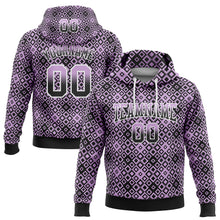 Load image into Gallery viewer, Custom Stitched Light Purple Black-White 3D Pattern Design Geometric Gradient Square Shapes Sports Pullover Sweatshirt Hoodie
