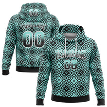 Load image into Gallery viewer, Custom Stitched Ice Blue Black-White 3D Pattern Design Geometric Gradient Square Shapes Sports Pullover Sweatshirt Hoodie
