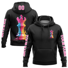 Load image into Gallery viewer, Custom Black Pink-White 3D Watercolor Chess Piece International Chess Day Sports Pullover Sweatshirt Hoodie
