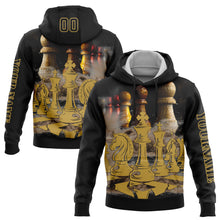 Load image into Gallery viewer, Custom Black Old Gold 3D Chess International Chess Day Sports Pullover Sweatshirt Hoodie
