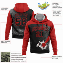 Load image into Gallery viewer, Custom Black Red 3D Bowling Sports Pullover Sweatshirt Hoodie

