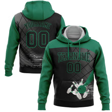 Load image into Gallery viewer, Custom Black Kelly Green 3D Bowling Sports Pullover Sweatshirt Hoodie

