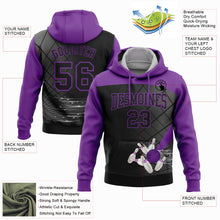 Load image into Gallery viewer, Custom Black Purple 3D Bowling Sports Pullover Sweatshirt Hoodie
