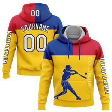 Load image into Gallery viewer, Custom Stitched Gold Royal Red-Black 3D Colombia Colombian Flag Sports Pullover Sweatshirt Hoodie
