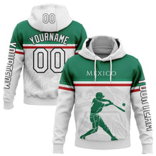 Load image into Gallery viewer, Custom White Kelly Green Red-Black 3D Mexico Mexican Flag Sports Pullover Sweatshirt Hoodie
